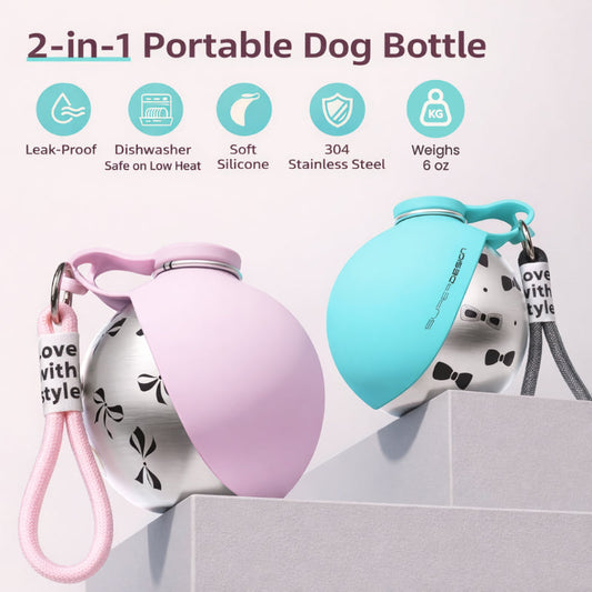 2-in-1 Portable Dog Water Bottle with Bowl
